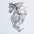 Decoratiune de perete, Metal Horse Line Art, Otel, Dimensiune: 66 x 41 cm, Negru