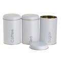 Set 3 recipiente pentru cafea, ceai, zahar White, InArt, 10 x 16 cm, fier