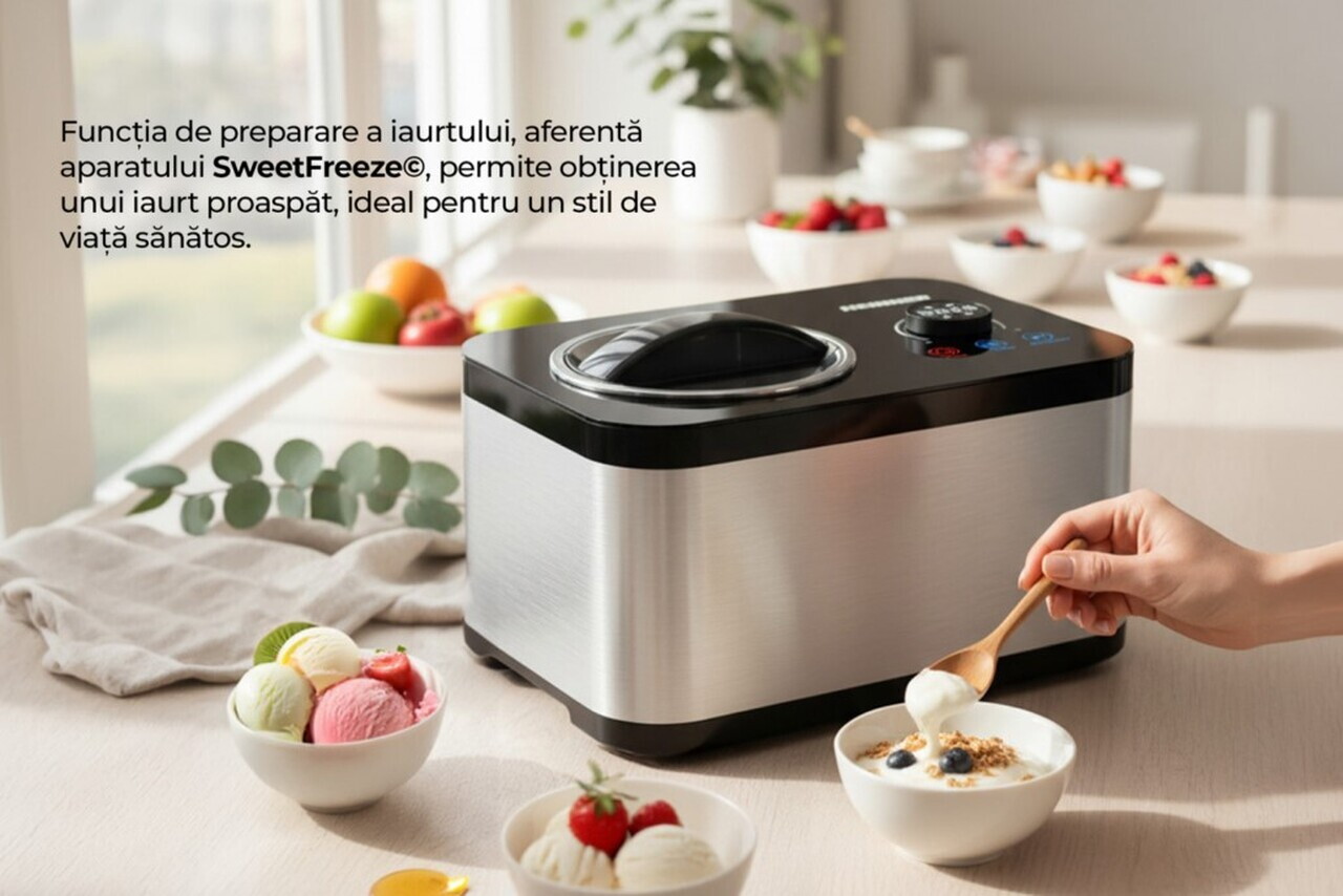 Masina inghetata SweetFreeze, Heinner, 120W, 1.5L, argintiu/negru - view 9