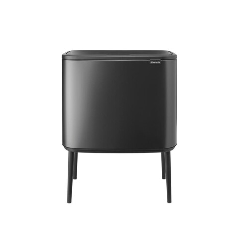 Cos de gunoi cu soft touch, Brabantia, Bo Touch, 3x11 L, 31.2x54x68 cm, otel, gri inchis