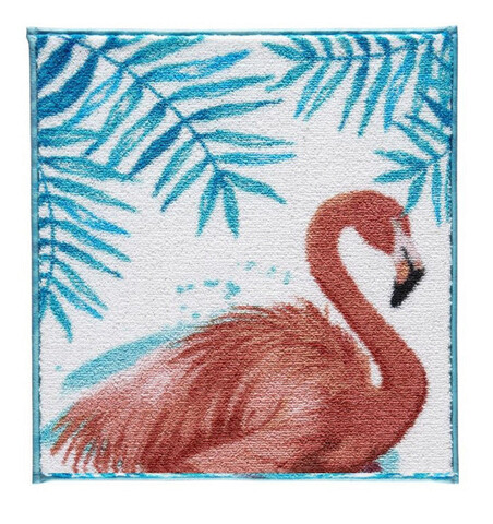 Covoraș de baie, Confetti, Flamingo, 50×57 cm, Poliamida, Turcoaz
