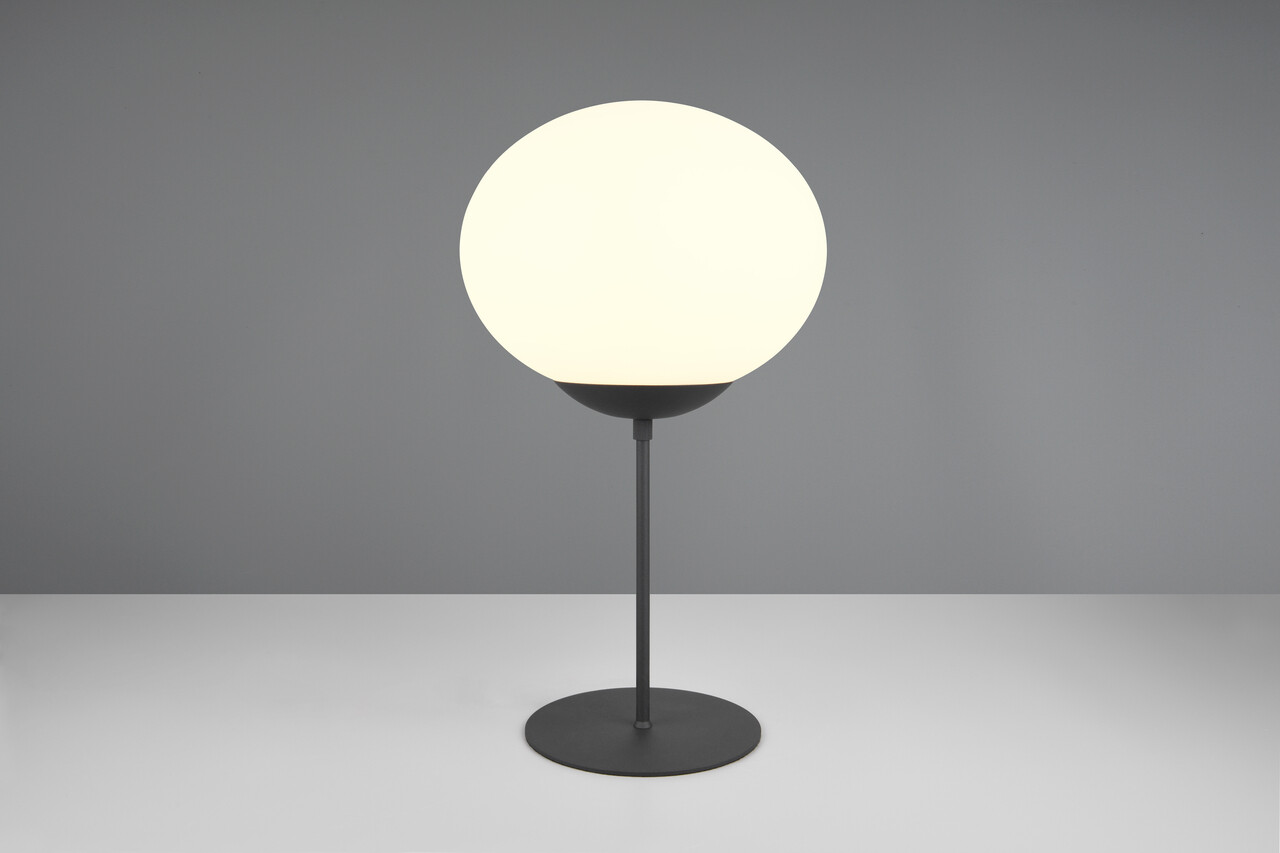 Lampa de masa Fomento, TRIO, 30x52 cm, 15W, 1x E27, metal, negru mat/alb