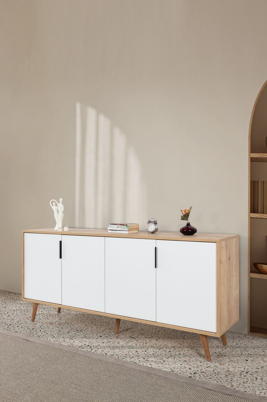 Consola, Hanah Home, Sırma 4815, 180x82x44 cm, PAL, Stejar Safir / Alb — imaginea 3