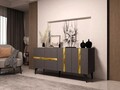 Consola, Olivia, Vania, 150x40x79 cm, PAL , Antracit / Aur