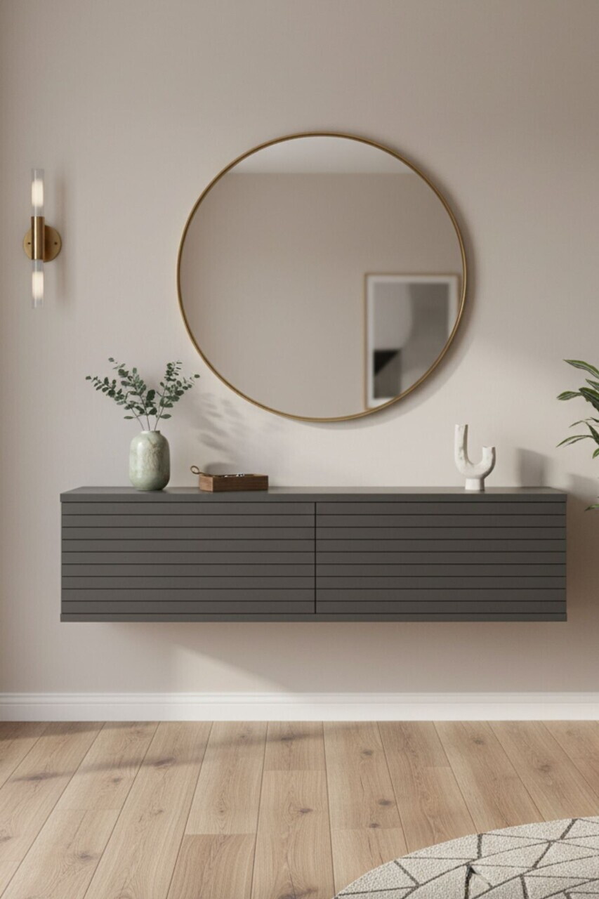 Dulap, Hanah Home, Zeynep 120, 120x25.5x29.6 cm, Antracit — imaginea 2