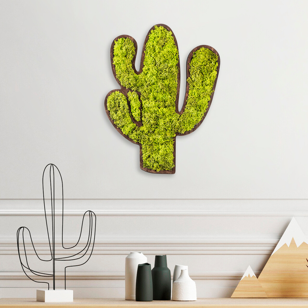 Decoratiune de perete, Cactus, Dimensiuni: 34 x 1,6 x 45 cm, Verde/Alb - view 2