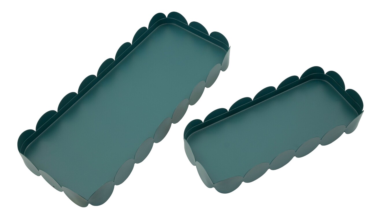 Set 2 tavi decorative, Mauro Ferretti, Saturn Rectangular, 40x16.5x4.5 cm, metal, turcoaz - imagine 4