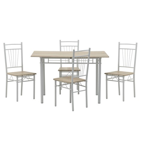 Set dining/bucatarie InArt, masa si 4 scaune, 120x69x75 cm, lemn de mesteacan/fier InArt