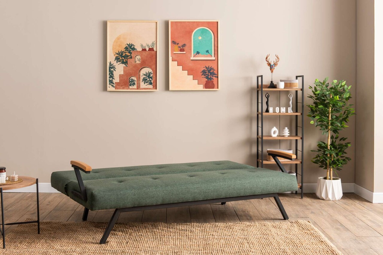 Canapea extensibila cu 3 locuri, Futon, 859FTN2908, Metal , Verde - 2 | YEO