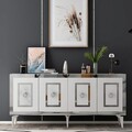 Consola, Olivia, Karya, 150x40x79 cm, PAL , Alb / Argintiu