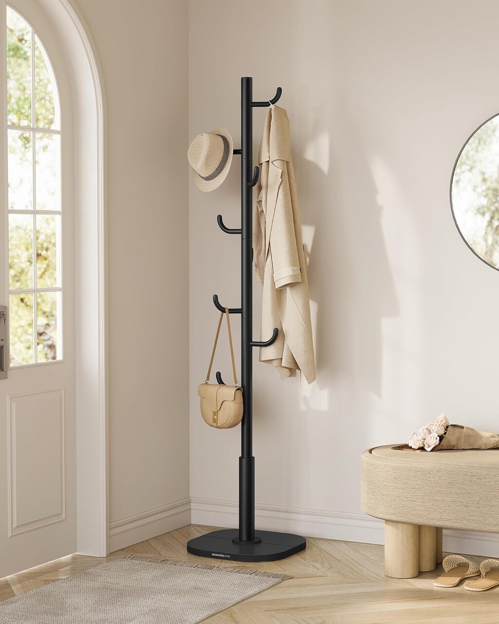 Cuier pentru haine Cactus Shaped Songmics 40x175.3 cm MDF negru