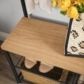 Cuier cu bancheta si pantofar, Vasagle, 70 x 32 x 175 cm, otel/PAL,  mango yellow