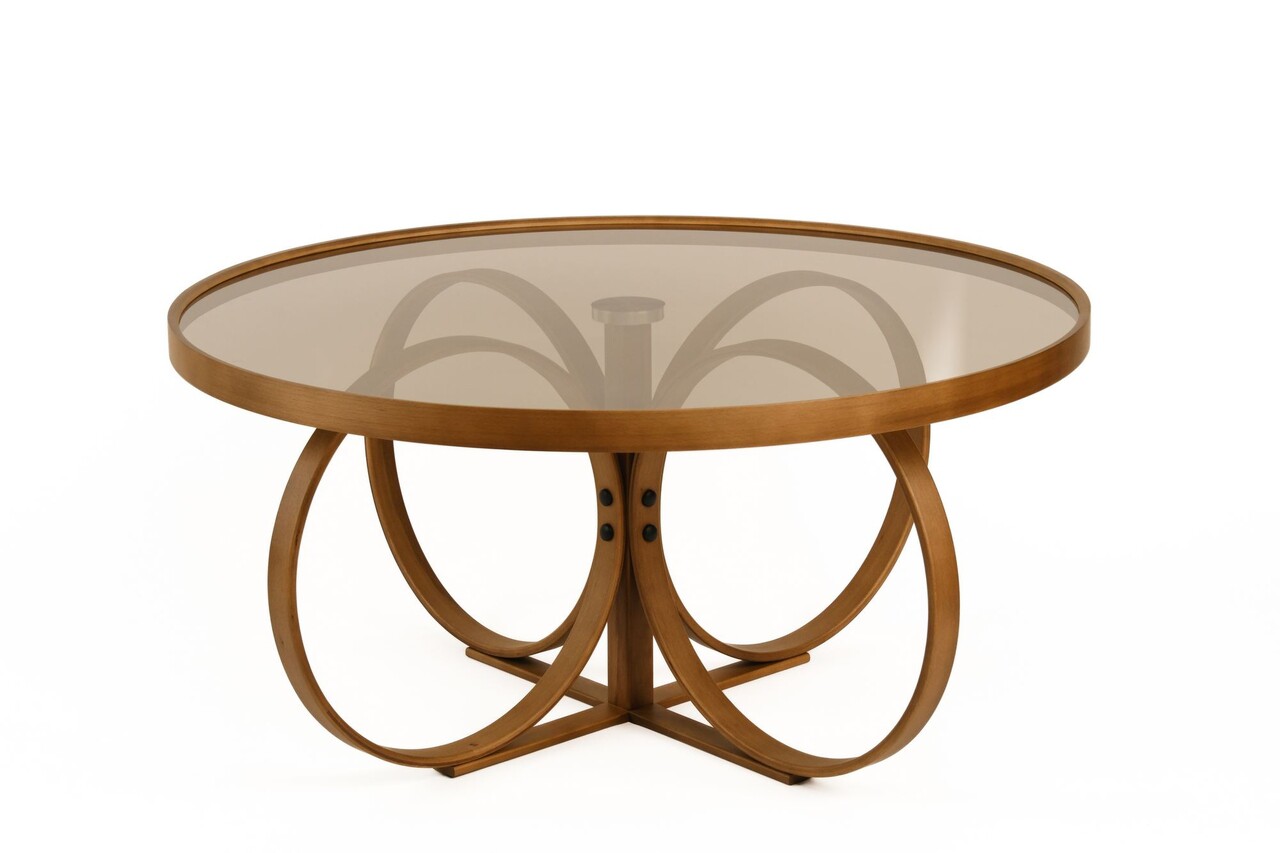 Masuta de cafea, Hanah Home, Tokyo, 100x47x100 cm, 100% SOLID BEECH WOOD, Maro - imagine 2