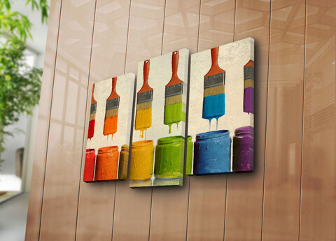 Set 3 tablouri decorative, 3patk-85, canvas, 20 x 39 cm, 2 piese, multicolor