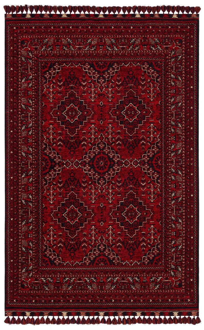 Covor, Bhr 05, 80x300 cm, CHENILĂ ACRILICĂ/POLIESTER, Rosu — imaginea 3