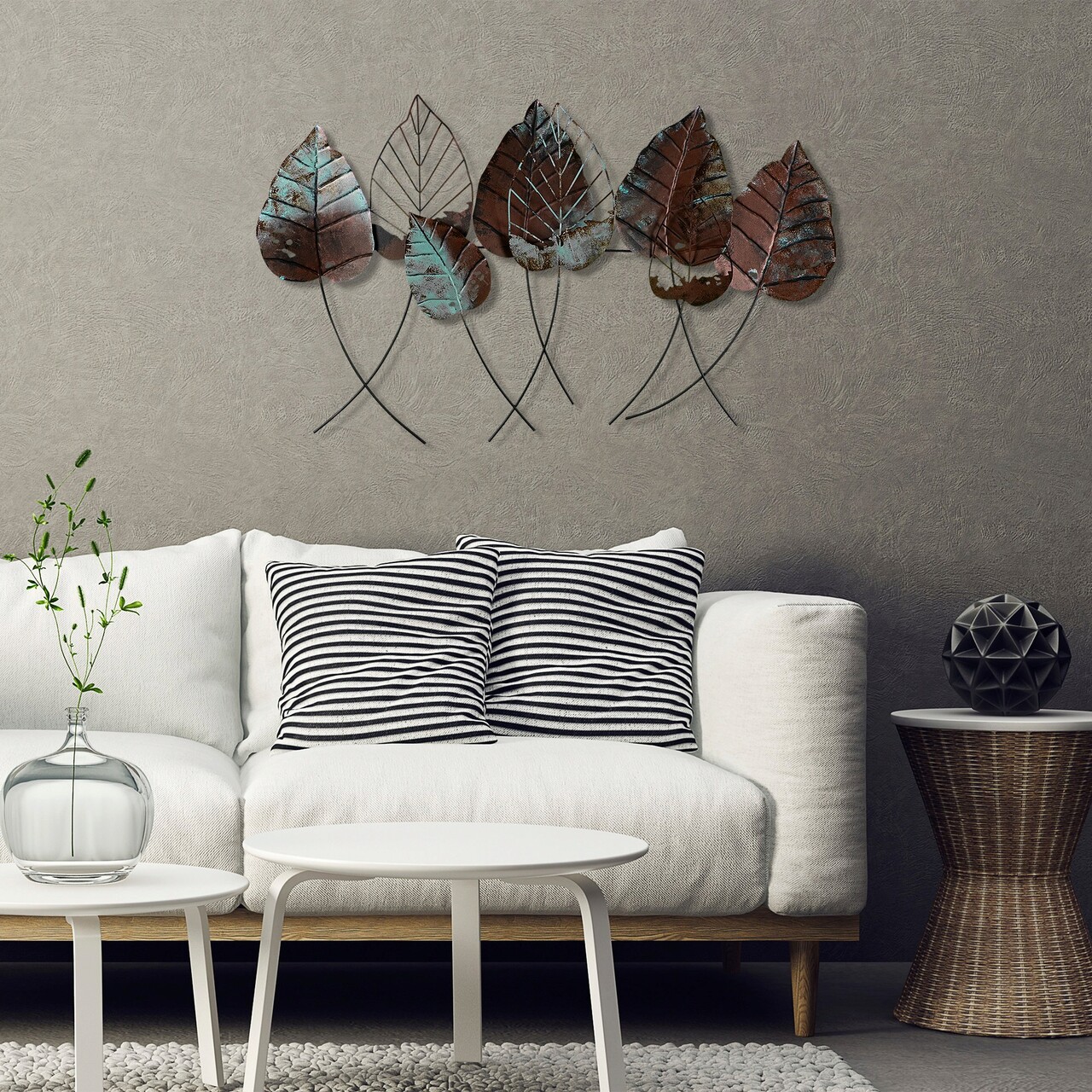 Decoratiune de perete, Casting Leaf 3, Metal, Dimensiune: 112 x 67 cm, Multicolor - 2 | YEO