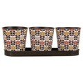 Set 3 ghivece cu tavita Tulip, Creaciones Meng, 10x10, metal galvanizat