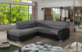Coltar extensibil stanga 4 locuri ELTAP, BR11, Bergen, 247x214x83 cm, lemn/poliester, gri inchis/negru
