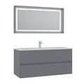 Set Dulap de Baie cu Chiuvetă și Oglindă (2 Piese), Hanah Home, Nest 121 v2, Gri Mat