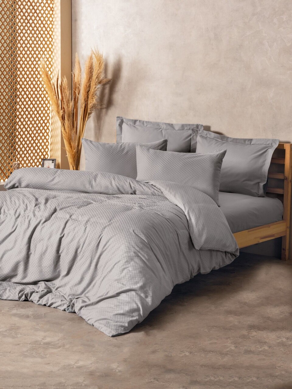 Lenjerie de pat dubla, Plaid - Grey, Cotton Box, Bumbac Ranforce