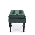 Bancheta Bernard, Bizzotto, cu spatiu de depozitare, 108.5x43x45 cm, catifea, verde inchis