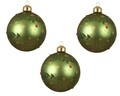 Set 3 globuri Leaves, Decoris, Ø8 cm, sticla, verde