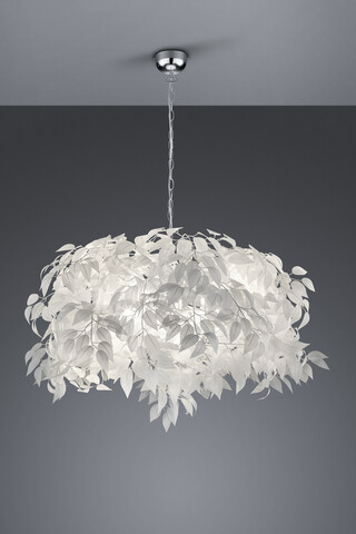 Lustra Leavy, RL, 70x150 cm, 28W, 4x E14, metal, alb/argintiu