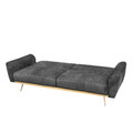 Canapea extensibila 3 locuri Samtige, Homla, 212x84x86.5 cm, lemn/catifea din poliester, negru