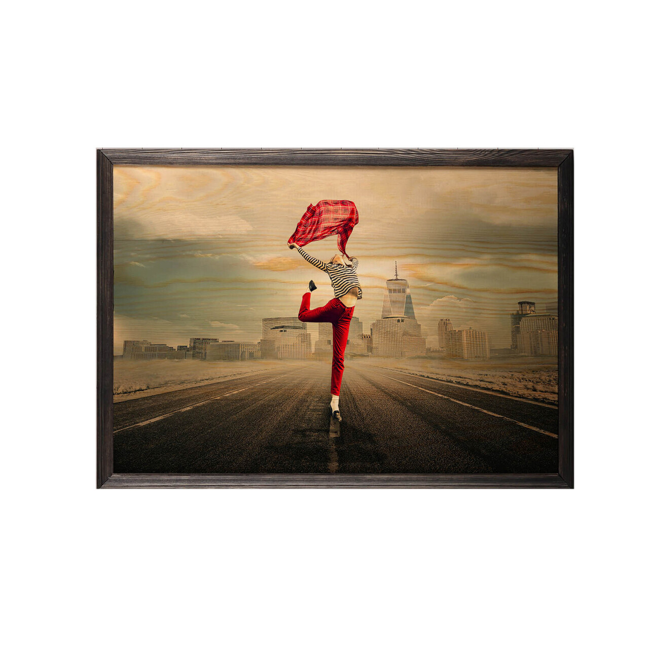 Tablou decorativ, Red Umbrella, Lemn, Lemn, Multicolor - 1 | YEO