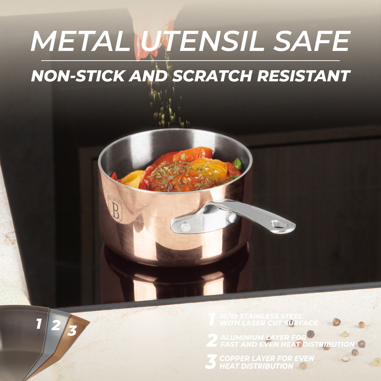 Cratita Berlinger Haus, Copper Touch, 10 cm, inox, cupru - imagine 7