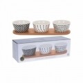 Set 3 boluri cu suport din bambus