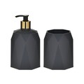 Set de baie 2 piese Carbon, InArt, dispenser sapun + suport periute, plastic