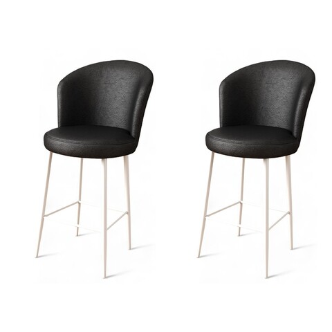 Set scaun de bar (2 bucăți), Charlotte, Uras, Metal, Alb/Negru
