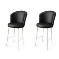 Set scaun de bar (2 bucăți), Charlotte, Uras, Metal, Alb/Negru