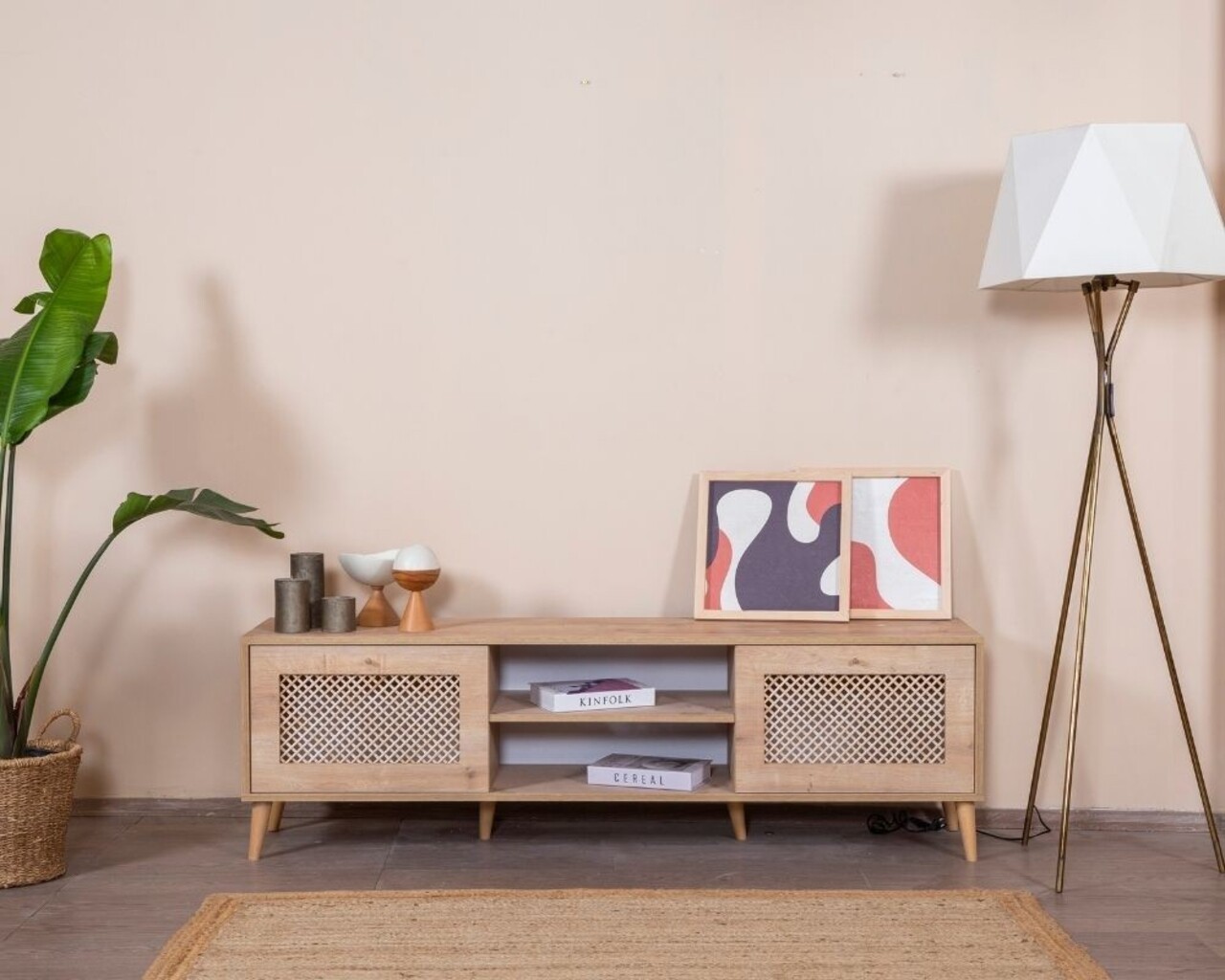 Comoda TV, Wolina, Goose, 55x180x41 cm, Stejar