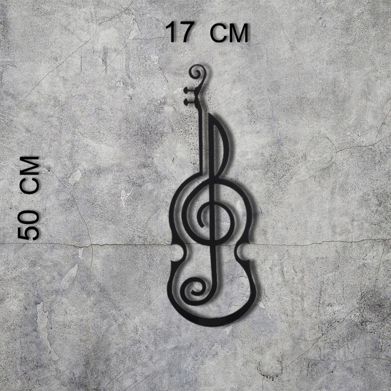 Decoratiune de perete, Violin, Metal, Dimensiune: 50 x 17 cm, Negru - 2 | YEO