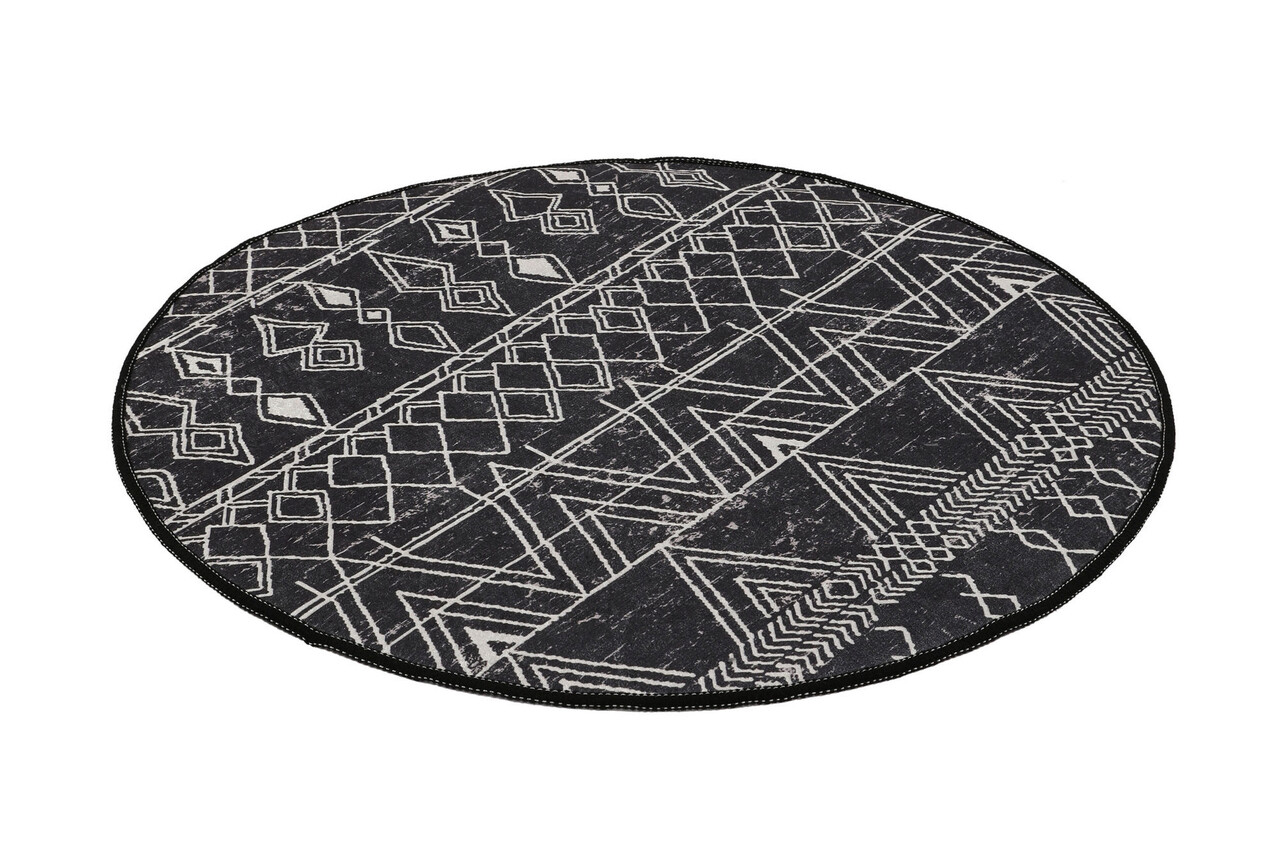 Covoras de baie, L'essentiel Maison, Straordinario Black Circle Djt 80, Negru / Antracit / Alb - view 2