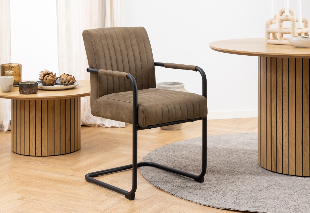 Scaun Adele, Actona, 50.5x64.5x84.5 cm, poliester/otel, maro deschis - view 6