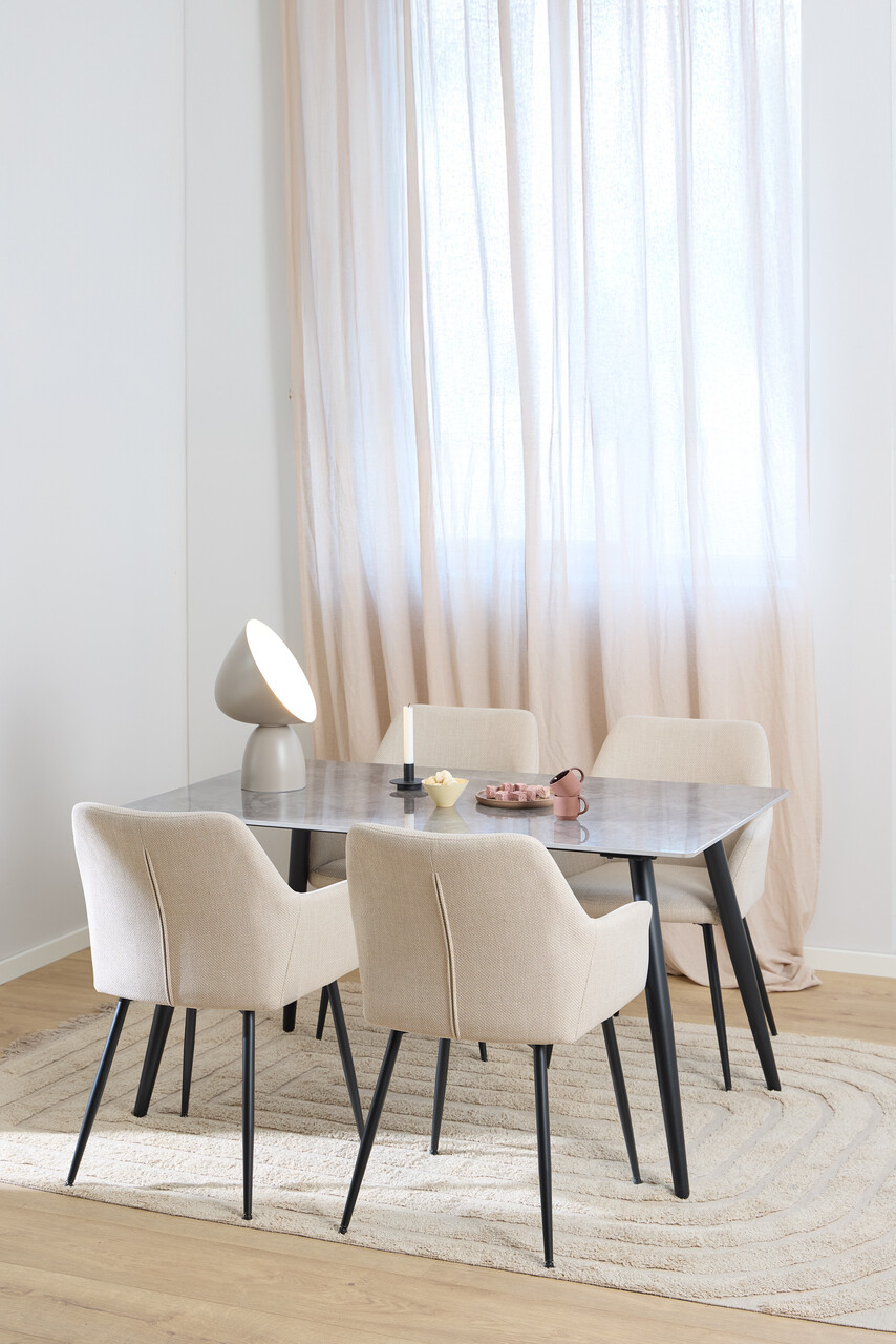 Scaun Lizzy, Actona, 59x59x85 cm, tesatura structurata/otel, bej - view 5
