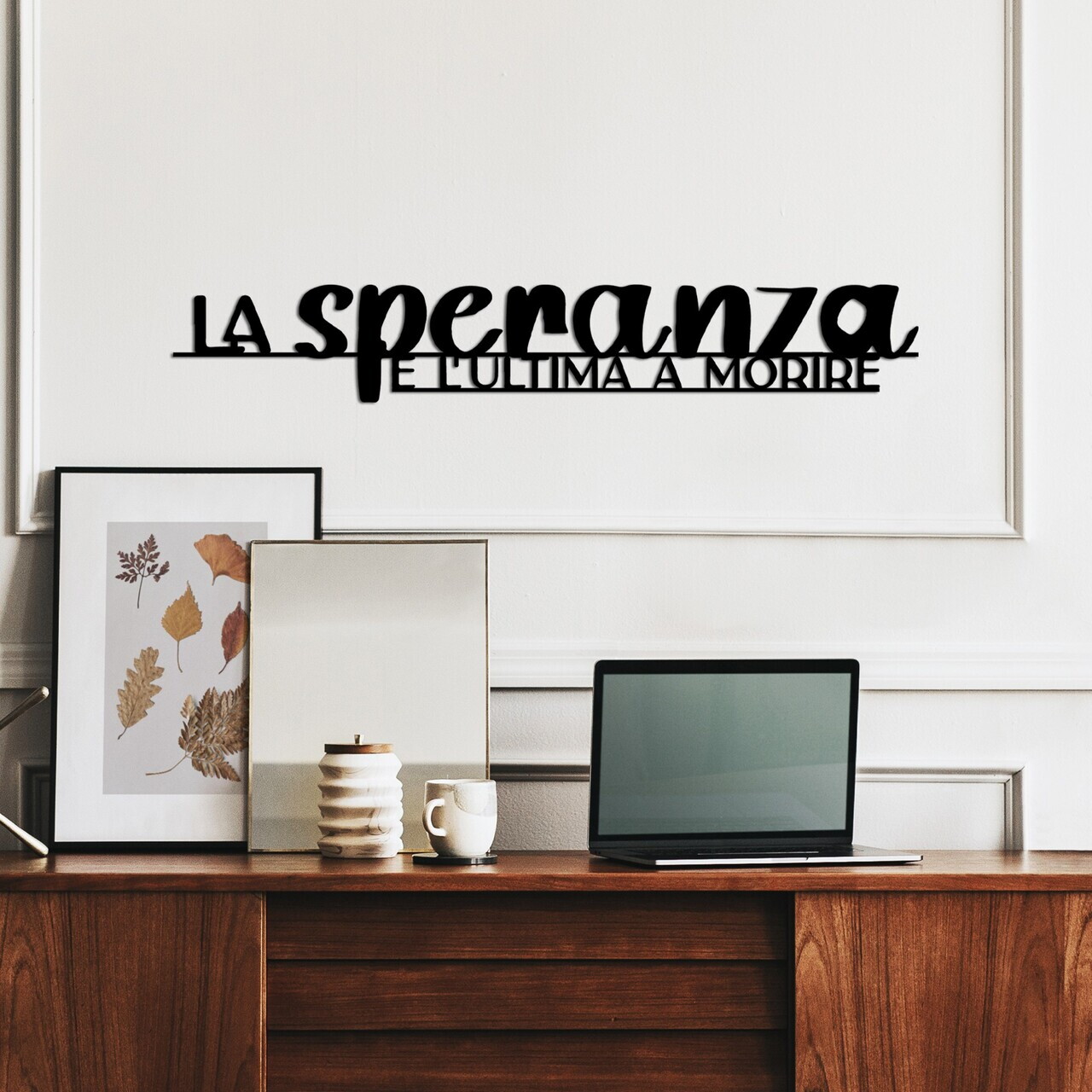 Decoratiune de perete, La Speranza 1, Dimensiuni: 86 x 14 cm, Negru — imaginea 2