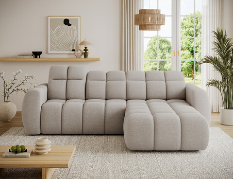 Coltar extensibil dreapta 3 locuri ELTAP, Fanito, 288x200x105 cm, lemn/poliester, bej