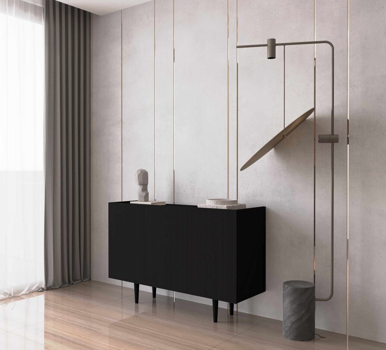 Consola, Hanah Home, Capella 120, 120x60x40 cm, MDF, Negru - view 2