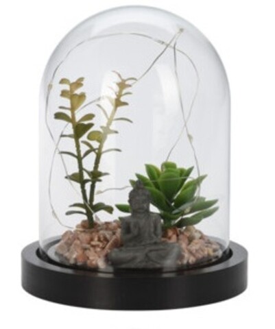 Poza Decoratiune luminoasa Buddha w plant, 14x14x17 cm, ciment, gri