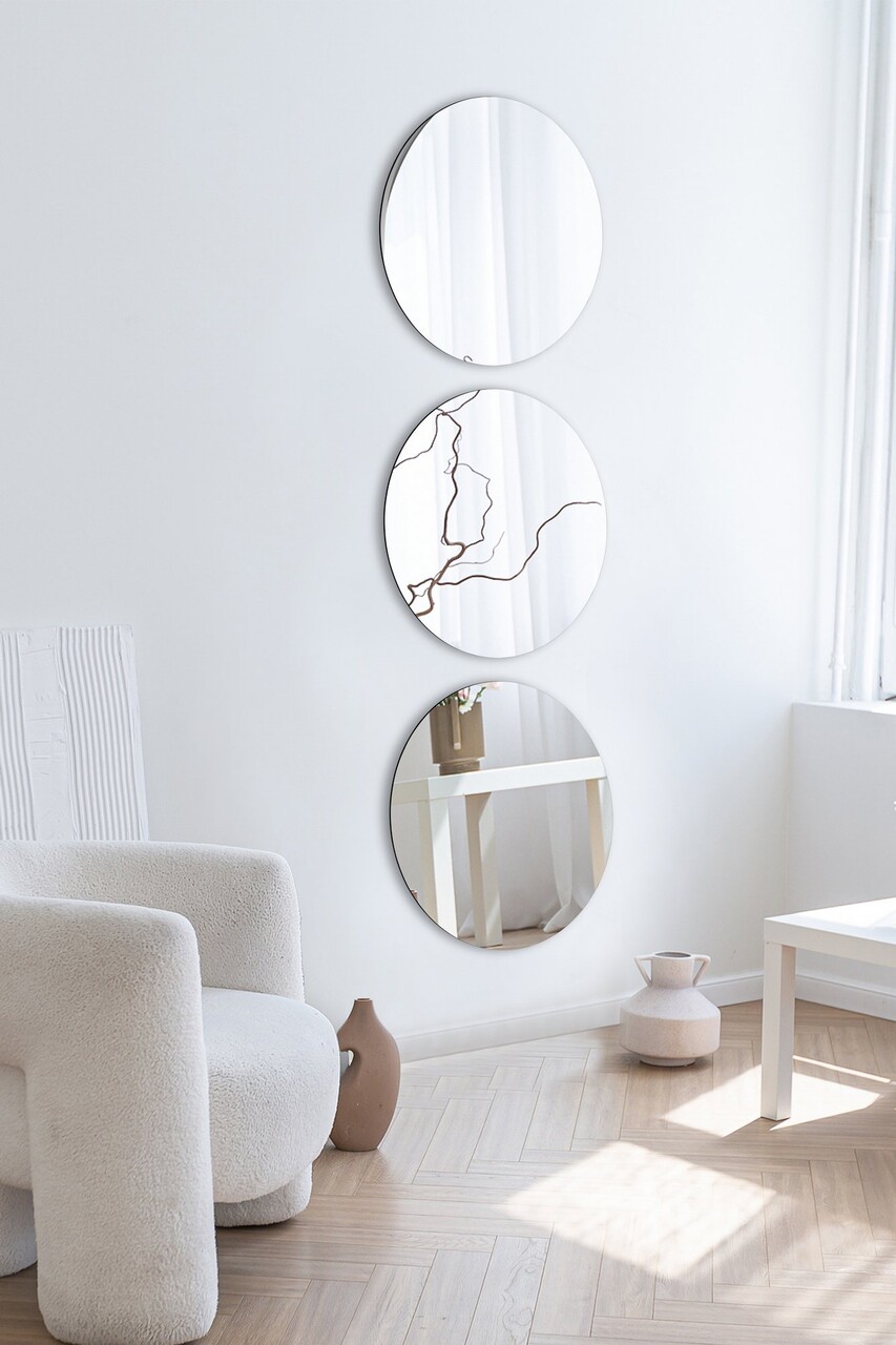 Oglinda decorativa, Mirrorland, Round, Oglindă indestructibilă cu obturator, Argintiu - 1 | YEO