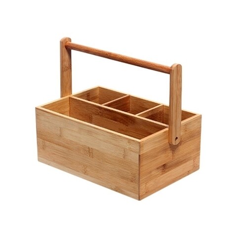Suport pentru tacamuri si ustensile de bucatarie, Zokura, 30x21x12 cm, bambus/MDF