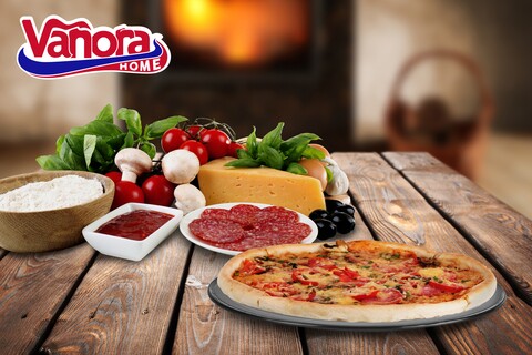 Tava pentru pizza vanora, Ø26 cm, otel carbon, negru