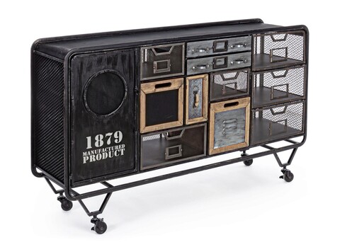 Bufet inferior liverpool, bizzotto, 128 x 33.5 x 78.5 cm, otel/zinc/pin