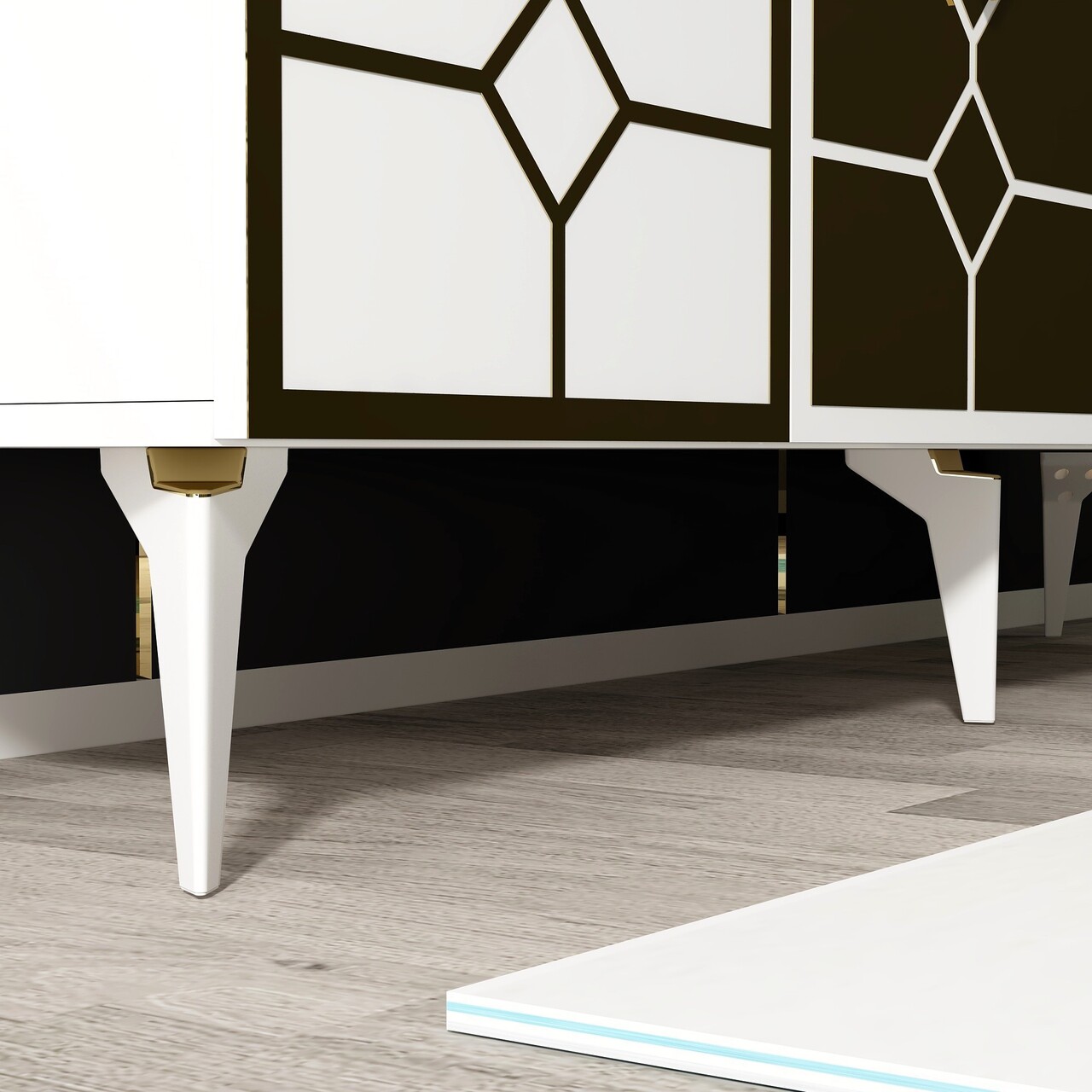 Consola, Olivia, Irmak, 150x40x79 cm, PAL , Alb/Auriu