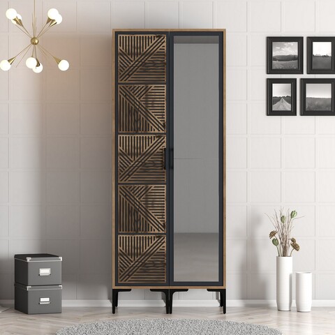 Dulap pentru haine, Hommy Craft, Kumsal PR, 80x47.5x201.4 cm, PAL, Nuc / Antracit