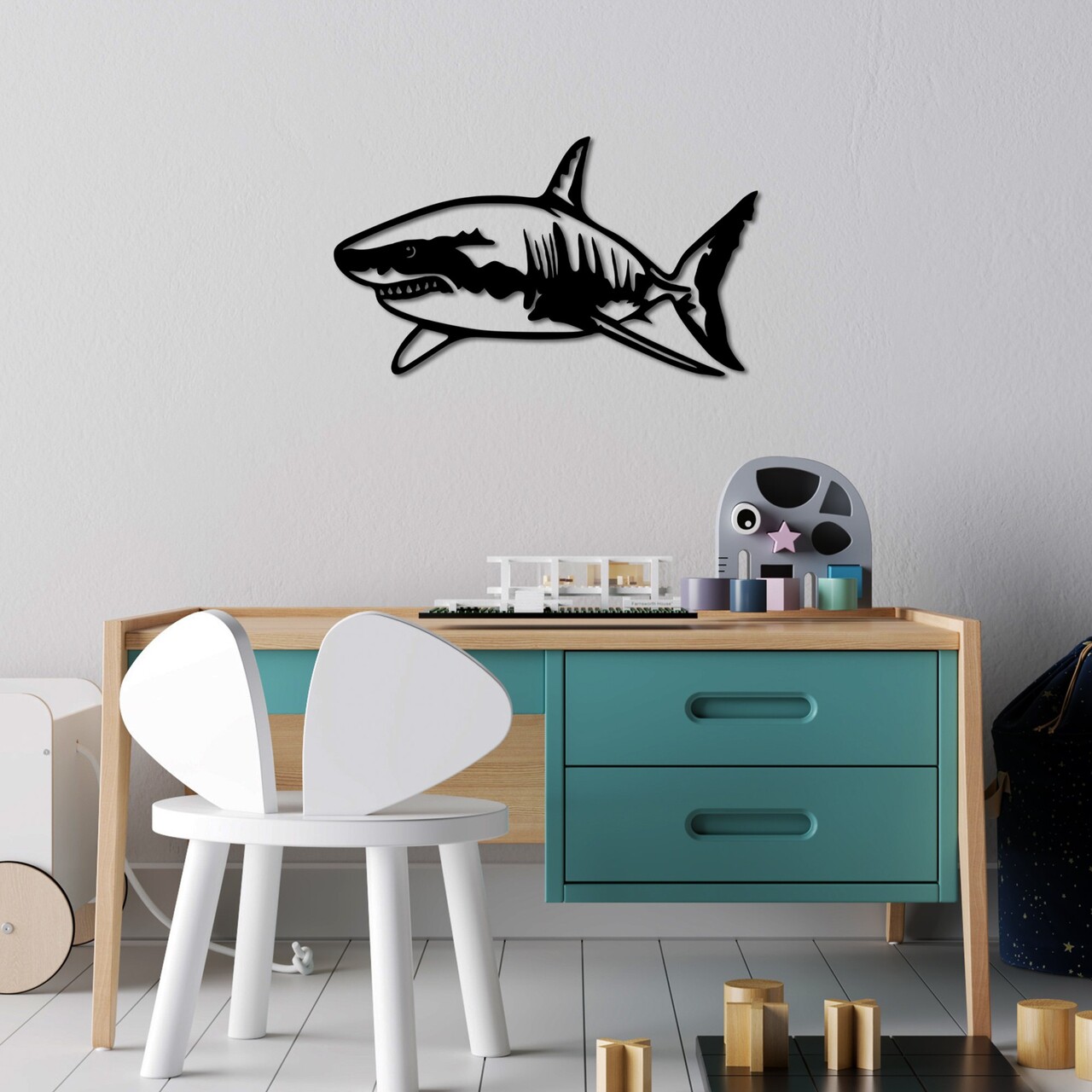 Decoratiune de perete, Shark, Dimensiune: 50 x 28 cm, Negru - view 3